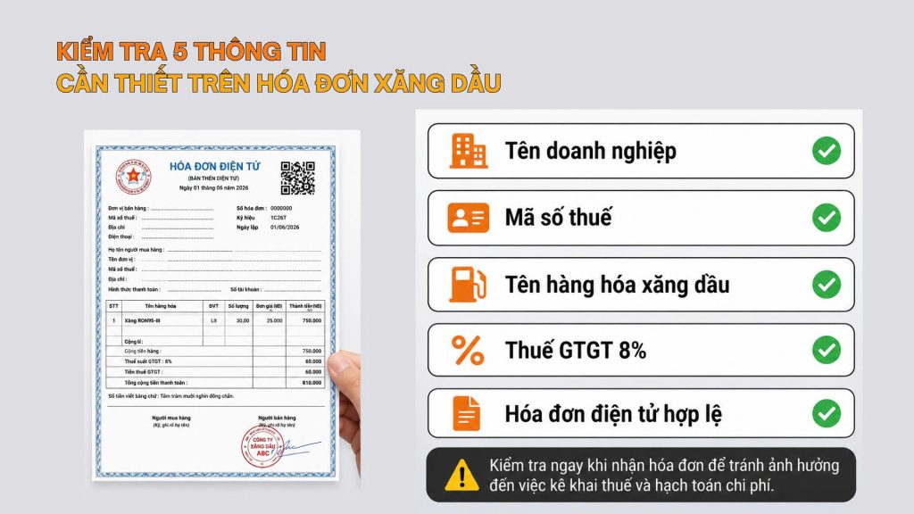 Hóa đơn xăng dầu cần có những nội dung gì?
